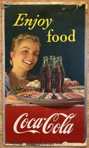 Enjoy Food Coca Cola Soda Pop Advertising Store Cardboard Standee Display Sign - Picture 1 of 22