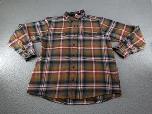 Orvis Flannel Shirt Mens Large Brown Plaid Heavyweight Thick Button Up Outdoors - Picture 1 of 12