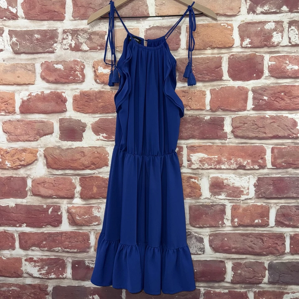Vestido Bebe Para Mujer 4 Azul Boho Volantes Halter Borla Tirantes Verano Solero Foto 1 de 4
