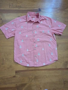 Camicia hawaiana uomo Havanera Co Aloha barca a vela manica corta corallo taglia L tasca - Foto 1 di 7