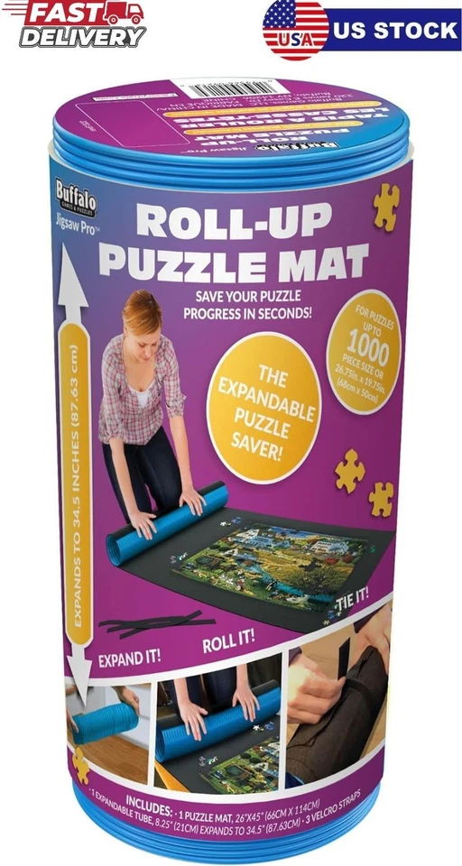 Puzzle Mat Roll-Up Saver para 1500 piezas Puzzles Fieltro Tablero de Almacenamiento Fácil Montaje Bla Foto 1 de 4