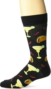 Hotsox Mens Margaritas And Tacos Socks, Black, 1 Pair, Mens Shoe Size 6-12.5 - Picture 1 of 1