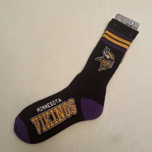 Minnesota Vikings Socks Large Crew NFL Team Football Black Gold Unisex Adult - Picture 1 of 5
