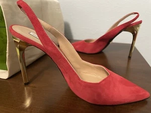 Rare DVF Red Suede Slingbacks. Size: 7.5. In Original Box And Dust Bag - Picture 1 of 9