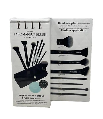Elle Deluxe 10 Piece Makeup Brush Collection. NEW In Box With Carrying Pouch - image 1 of 4