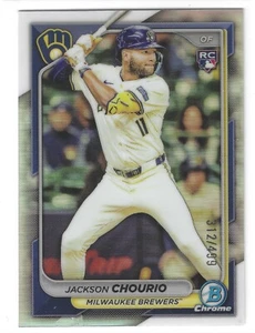 2024 Bowman Chrome Jackson Chourio #69 Refractor RC Rookie /499 SP - Picture 1 of 2