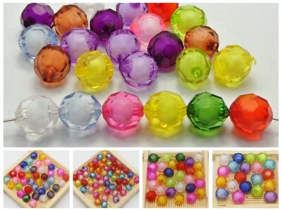 Craft DIY Mixed Color Acrylic Faceted Round Beads 6mm-12mm "Bead in Bead" Spacer - Image 1 of 4