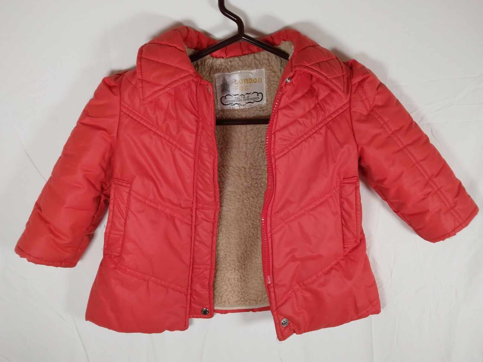 London Fog Red Puffer Coat Jacket 