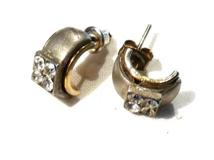 Bijou alliage argenté demies créoles bi color et cristal earrings - Imagen 1 de 2