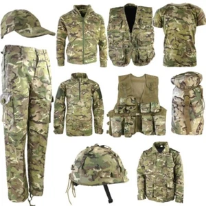 Boys Kids Army Clothing T-Shirt Trousers Vest Helmet Cap Bag BTP MTP Camo Outfit - Picture 1 of 18