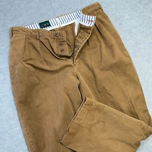 VTG J Crew Pants Men 33 (30x27) Brown Twill Chino Pleat Trouser Oarsman USA Made - Picture 1 of 16