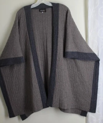 Eskandar O/S 32+"Long CREAMY BEIGE GRAY Quilted Cashmere Cardigan Sweater - Image 1 of 4