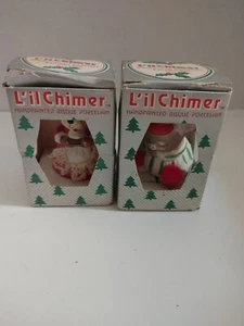 2 Vintage Chimer Bisque Porcelain Handcrafted Christmas Ornaments by Jasco - Picture 1 of 11