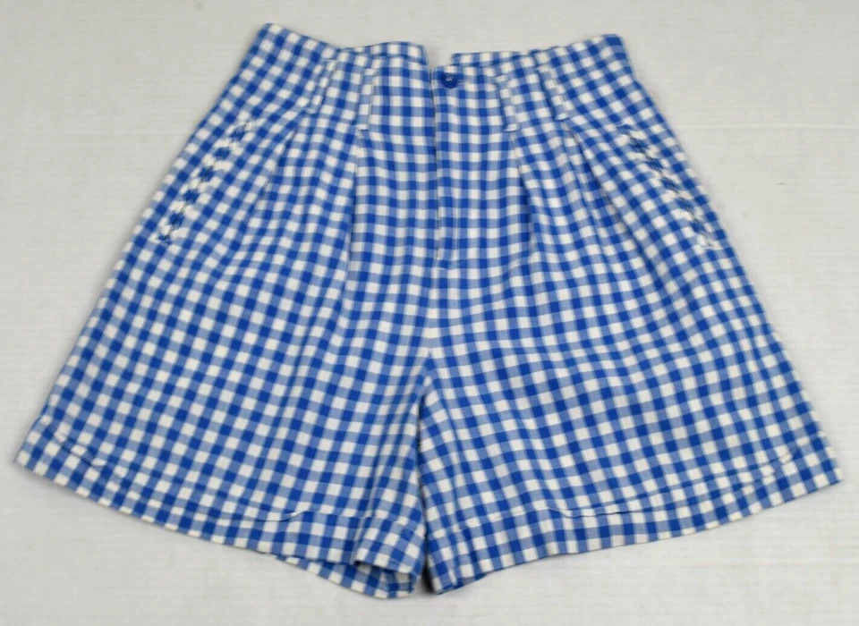 Vintage Shorts The Limited Size 2 90s Blue White Gingham High Waist Made USA - Image 1 of 4