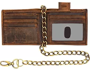 RFID Leather Slim Wallet Bifold Chain Wallet for men Biker Wallets without Chain - Picture 1 of 66
