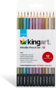 KINGART 335-12 Tin Case, Set of 12 Unique Colors Metallic Pencils - Picture 1 of 1