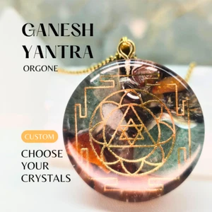 GANESH YANTRA Custom Orgone Energy +50 crystals. Prosperity, Spiritual growth. - Picture 1 of 12