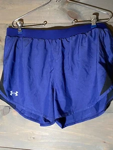Under Armour Heat Gear Athletic Shorts Women’s sz L Blue Elastic Waist Loose - Picture 1 of 12