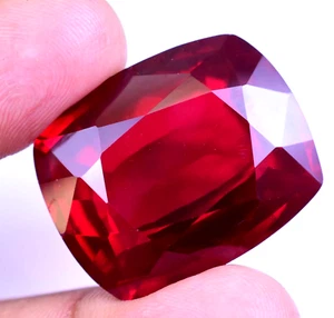 89.20 Ct Natural Mozambique Blood Red Ruby Certified Flawless Cushion Gemstone - Picture 1 of 8