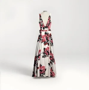 Jovani Floral Satin Floor Length Prom Dress Size 8 - Picture 1 of 10