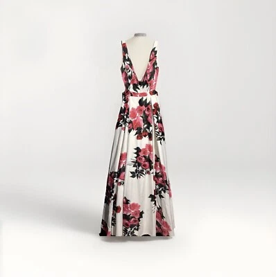 Jovani Floral Satin Floor Length Prom Dress Size 8 - Image 1 of 4