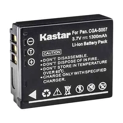1x Kastar Battery for Panasonic Lumix CGA-S007 DMC-TZ1 DMC-TZ2 DMC-TZ3 DMC-TZ4