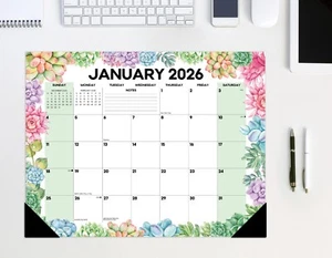 Succulents Academic July 2025 - June 2026 22" x 17" Large Monthly Deskpad - Picture 1 of 5