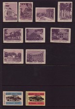 Made in RUSSIA #2 array of 11 MATCHBOX LABELS - Buildings Cars USSR