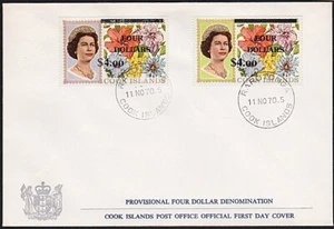 COOK IS 1970 $4 overprint (both) on official FDC...........................B1811 - Picture 1 of 1