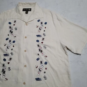 Nat Nast All In 100% Silk Luxury Originals Casino Emproidery Tropical Shirt EUC - Picture 1 of 16