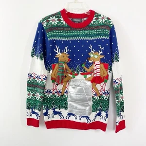 33 Grad Herren Ugly Christmas Pullover Rentier Trink Tasche Gr. S Urlaub - Bild 1 von 9