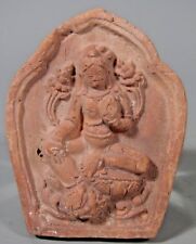Fine Asia Asian Pottery Clay Relief Tsa Tsa with a Seated Buddhist deity ca 20 c
