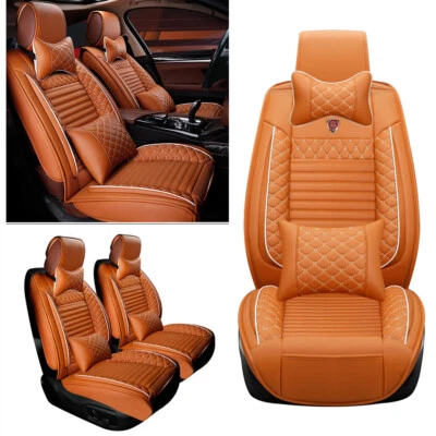 Car Seat Covers for Land Rover 2-seats Headrest+Pillows Cushion 001 Brown - Imagem 1 de 4