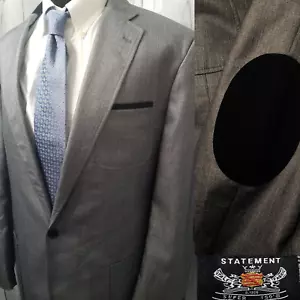 Statement Italy Herren Blazer 46 L Grau Wolle Ellenbogen Patches Sport Mantel Jacke - Bild 1 von 23