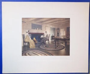 Wallace NUTTING (1861-1941) Hand Colored Photo "Afternoon Tea" Signed - Picture 1 of 8