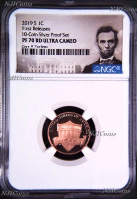 2019 S Proof LINCOLN CENT Penny NGC PF70 RD from 10-coin-silver-set FR Portrait - Image 1 of 2