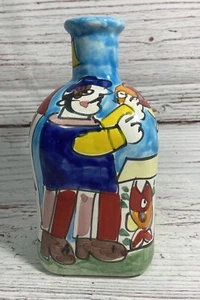 La Musa Vase Italian Mid Century Pottery Man Woman Fish Market 7.5” Tall Signed - Picture 1 of 13