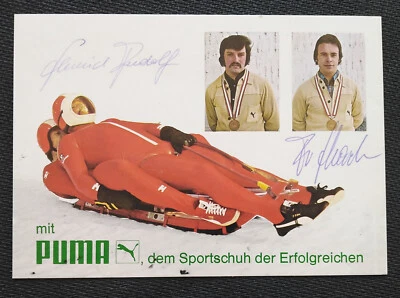 12380 Rudolf Schmid Franz Schachner Rodeln Autogrammkarte original signiert - Bild 1 von 2