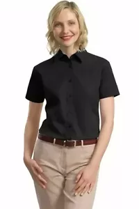 Port Authority Ladies Short Sleeve Value Cotton Twill Button Down Shirt New - Picture 1 of 8