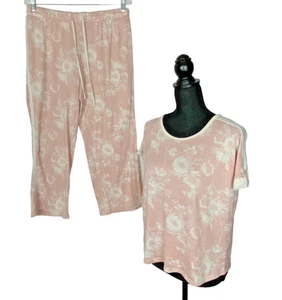 LUCKY BRAND Women Pajama Set Sz M Pink Floral Print Leisure Loungewear 12-10 - Picture 1 of 11