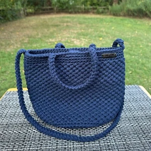 Bolso de bolsillo de ganchillo azul marino - Imagen 1 de 7