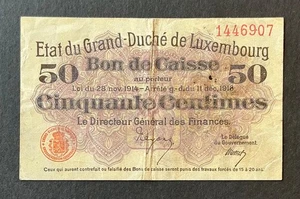 Luxembourg - Rare billet de 50 Centimes du 28 novembre 1914 (bon de caisse) - Picture 1 of 2
