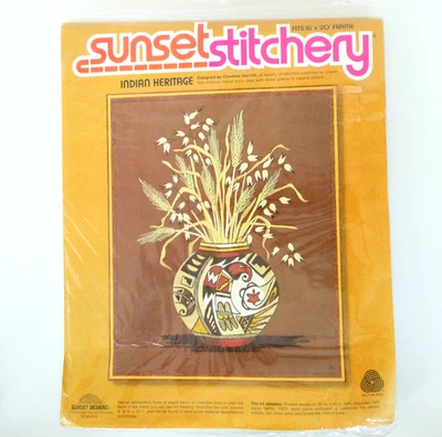 Kit de bordado Sunset Stitchery Indian Heritage Crewel 2288 cerámica nativa NUEVO Foto 1 de 4