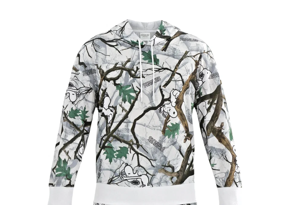 Peanuts Snoopy Men's Camo Graphic Fleece Hoodie Sweatshirt Size M With Tag