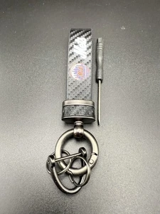 Keychain For NEW YORK METS Logo Baseball MLB Carbon Fiber Design Black NWT - Picture 1 of 13