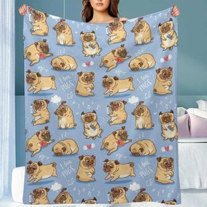 Pug Blanket Gifts for Adults - Puppy Dog Pug Lovers Throw for Boys Girls Men ... - Picture 1 of 6