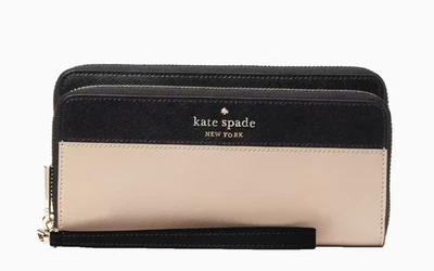 Nuevo Kate Spade Staci Grande Muñequera Cartera Cuero Cálido Beige Multi Foto 1 de 3