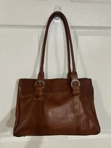 Cristina Made In Italy Rich Leather Brown Satchel Handbag Shoulder Bag - Picture 1 of 18
