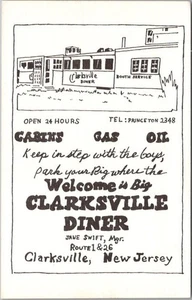 Postal de colección de CLARKSVILLE, Nueva Jersey CLARKSVILLE DINER restaurante al borde de la carretera - Imagen 1 de 2