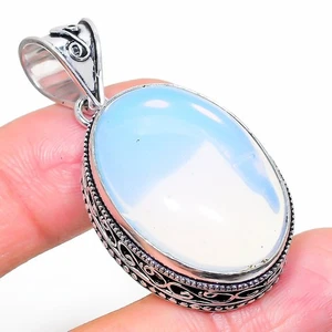 Milky Opal Gemstone 925 Sterling Silver Pendant 1.93" m126 - Picture 1 of 8